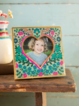 Mini Heart Wooden Picture Frame – Dusty Blue