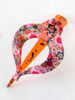 Boho Hair Clip – Printed Fabric Wrapped Tortoise - 5 Designs