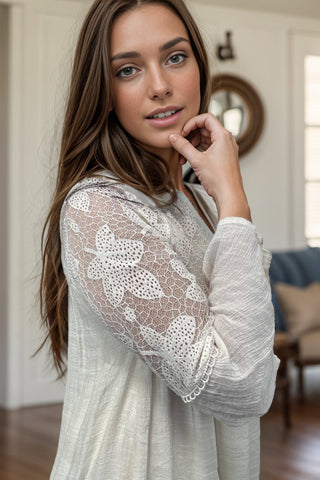 Lacy Leaf Woven Blouse