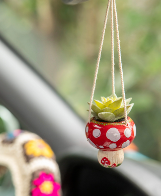 Natural Life: Faux Succulent Car Charm Mushroom