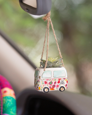 Natural Life: Faux Succulent Car Charm Bus