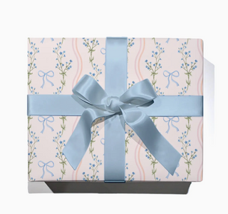 Watercolor Bow Wavy Stripe Wrapping Paper - Single Sheet