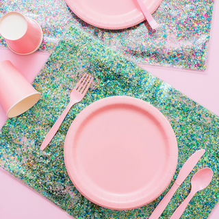 Placemat / Desk Pad - Pearl + Gold Confetti