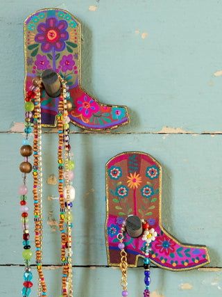 Adhesive Wooden Wall Hooks – Boot Style (Set of 2)