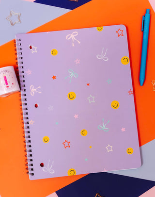 Smiley Faces & Coquette Bows Spiral Notebook