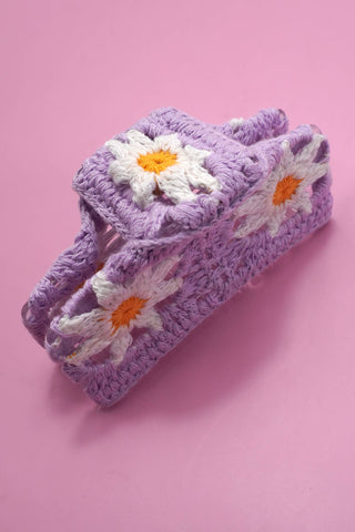 Jumbo Handmade Crochet Floral Hair Claw Clips – Vintage Style for Thick Hair