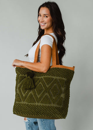 Olive Diamond Pattern Tote