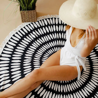 Beach Towel - Black and White Spiral