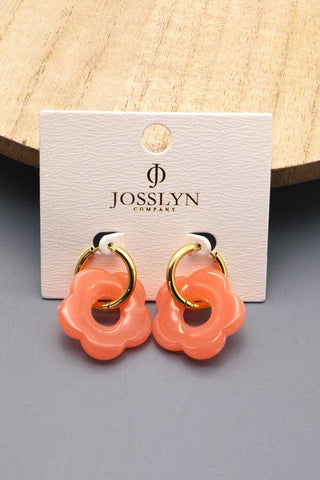 Flower Charm Huggie Hoop Earrings – Lightweight Gold Dangle