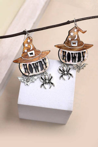 Halloween Howdy Witch Hat Drop Earrings – Festive Fall Jewelry – Hypoallergenic, Lightweight