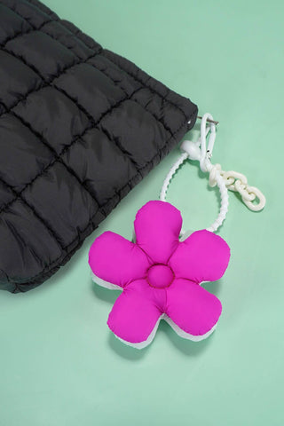 Trending Puffy Daisy Fabric Bag Charm Keychain
