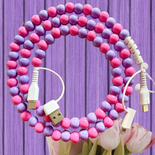 Pink & Purple 4-in-1 Beaded Charging Cable