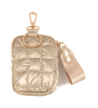 Logan Clip-On Pouch – Quilted Metallic Nylon Mini Bag