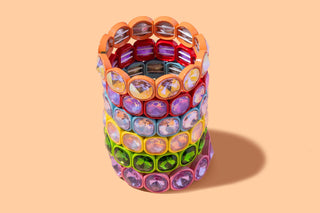 Stretch Bracelet - Enamel w/ Large Stones - Elise