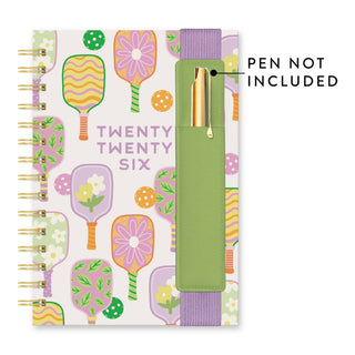 2026 Pickleball Rally Oliver Planner – 17-Month Hardcover Agenda with Pen Pocket & Stickers