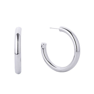 14K Gold-Dipped Metal Post Hoop Earring: ONE SIZE / WHITE GOLD
