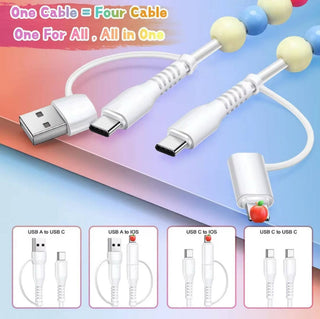 Glossy Pastel Beaded 4-IN-1 Charging Cable
