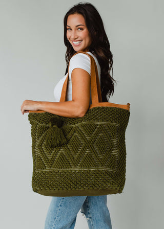 Olive Diamond Pattern Tote