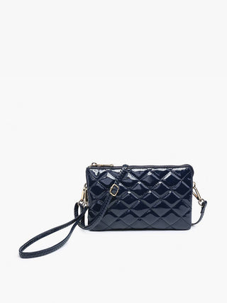 Riley Vegan High Gloss Quilted Crossbody/Wristlet Combo