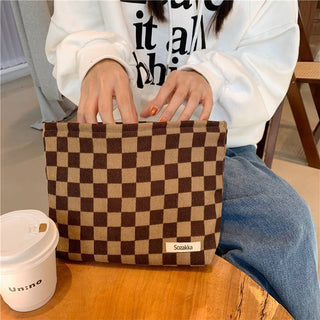 Checkered Cosmetic Makeup Pouch – Travel & Toiletry Organizer