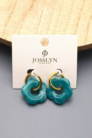 Flower Charm Huggie Hoop Earrings – Lightweight Gold Dangle