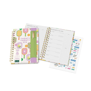 2026 Pickleball Rally Oliver Planner – 17-Month Hardcover Agenda with Pen Pocket & Stickers