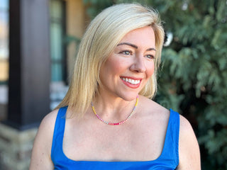 Beaded Necklace - Multi-Colored + Pink - Riley