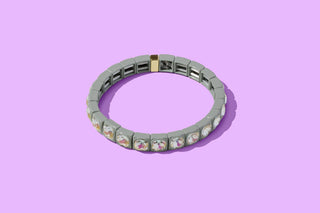 Stretch Bracelet - Enamel w/ Circle Stones - Zoe