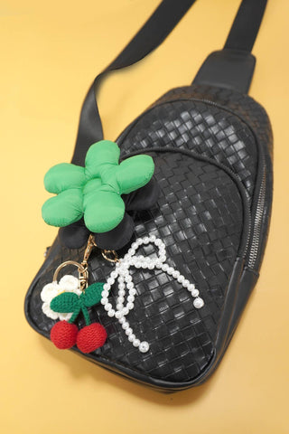 Trending Puffy Daisy Fabric Bag Charm Keychain