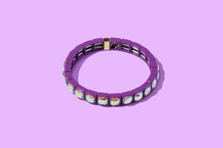 Stretch Bracelet - Enamel w/ Circle Stones - Zoe
