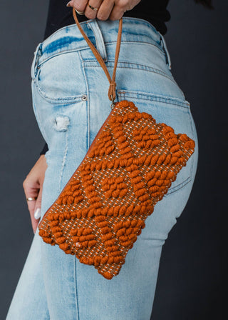 Rust Diamond Pattern Wristlet