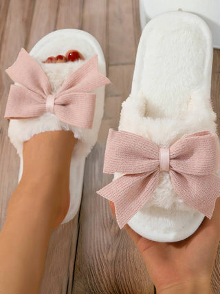 White Bow Knot Slides – Chic Comfort Meets Girly Glam