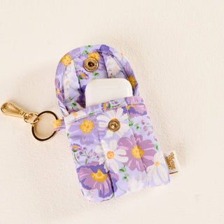 Puffy Earbud Case Keychain-Bouquet Beauty Purple