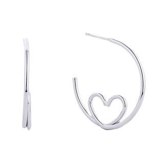 14K Gold-Dipped Heart Knot Post Earring: ONE SIZE / WHITE GOLD